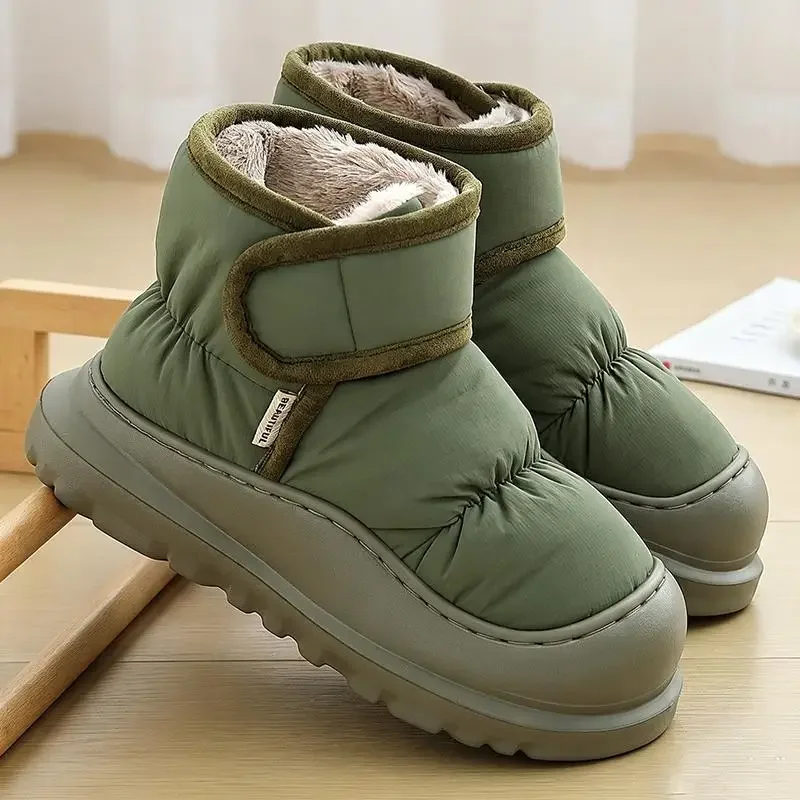 Rutschfeste, dicke Winterstiefel für Damen 2026, Übergrößen, warme Plüsch-Knöchelstiefel, wasserdichte Baumwollschuhe für Paare – Detail 12