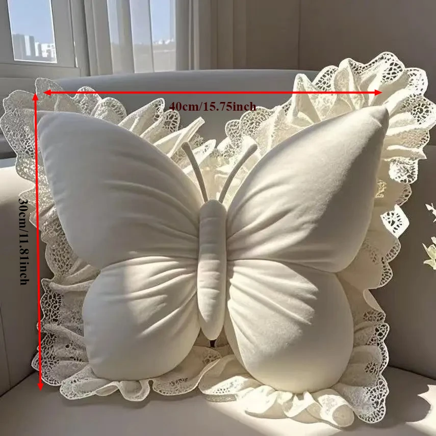Lace Butterfly Home Pillow Bedroom Princess Style INS Decoration Car Interior Sofa Cushion Atmosphere Decoration Supplies Props