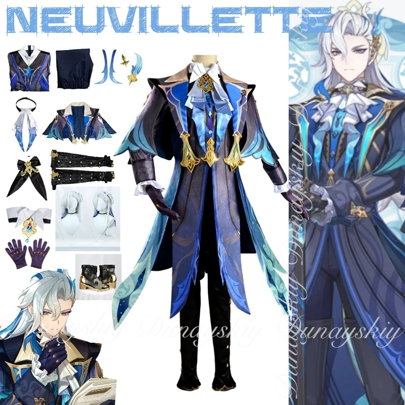 

Genshin Impact Game Neuvillette, один персонаж, главная справедливость Фонтеина, судья рифленых приливов, карнавальный костюм, игровой костюм