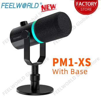 FEELWORLD PM1-XS XLR USB Dynamic Microphone with Base for Podcasting Recording Computer Gaming Live Streaming Vocal Voice-Over