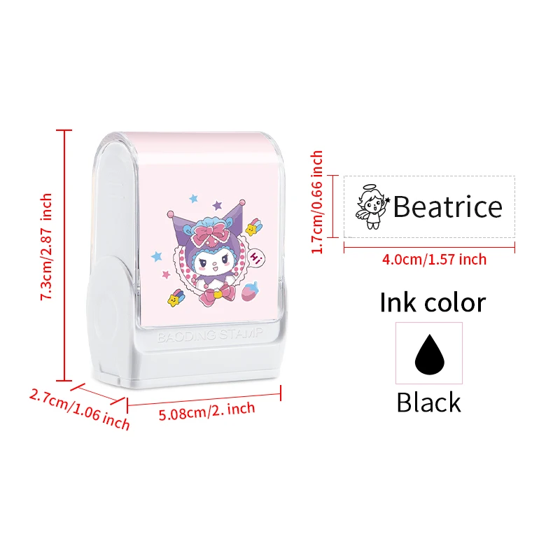 اسم مخصص ختم كورومي، ختم تحبير شخصي قابل للغسل، علامة لطيفة للملابس والأحذية والأكواب واللوازم المدرسية والعنصر الشخصي #2