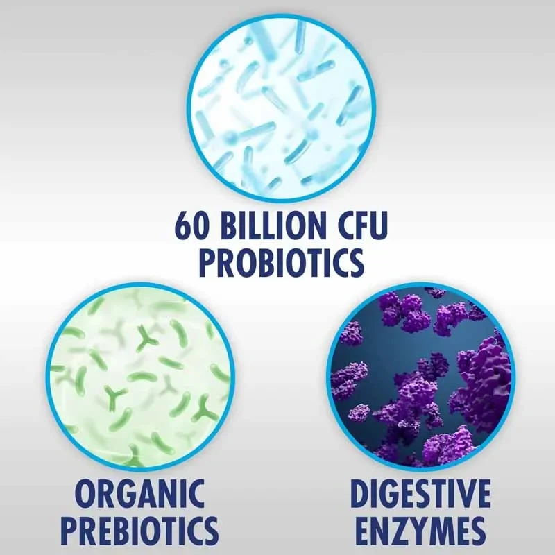 Premium Probiotics 60 Billion CFU - Organic Prebiotics and Digestive Enzymes for Gastric Digestion