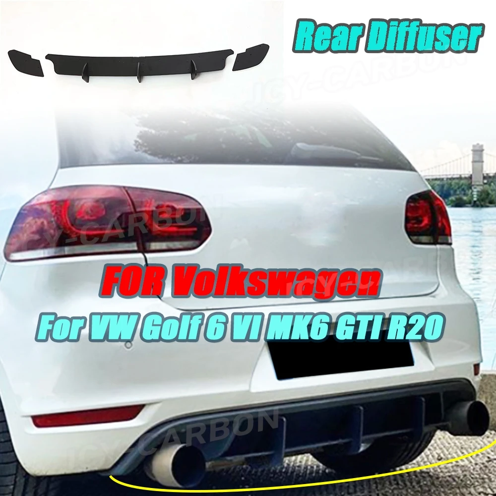 

JCYECF Высококачественная накладка на задний диффузор из АБС-пластика для Volkswagen Golf 6 VI MK6 GTI R20, плавники в стиле акулы, защита заднего бампера