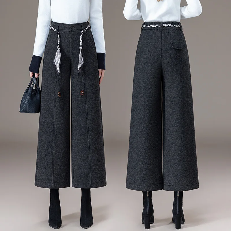 Драпированные брюки Bootcut для миниатюрных женщин, повседневные брюки с завязками, шарфом и поясом