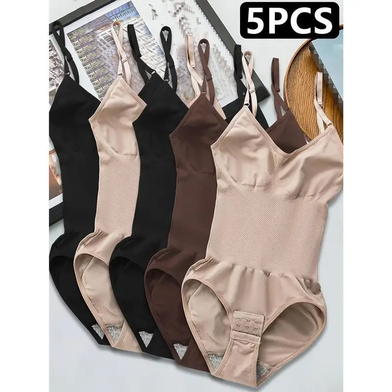 5pcs Women's Seamless Shapewear Bodysuit with Abdominal Control Autumn Season 2025 Summer Collection Underwear Home Clothes