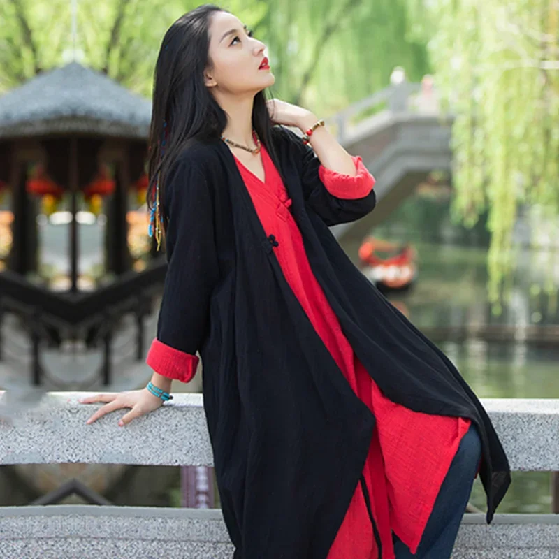 Pop Long Sleeve Vintage Clothes Blouses And Shirts Oversized Women Clothing Cotton And Linen T-shirt Loose Comfortable Overcoa