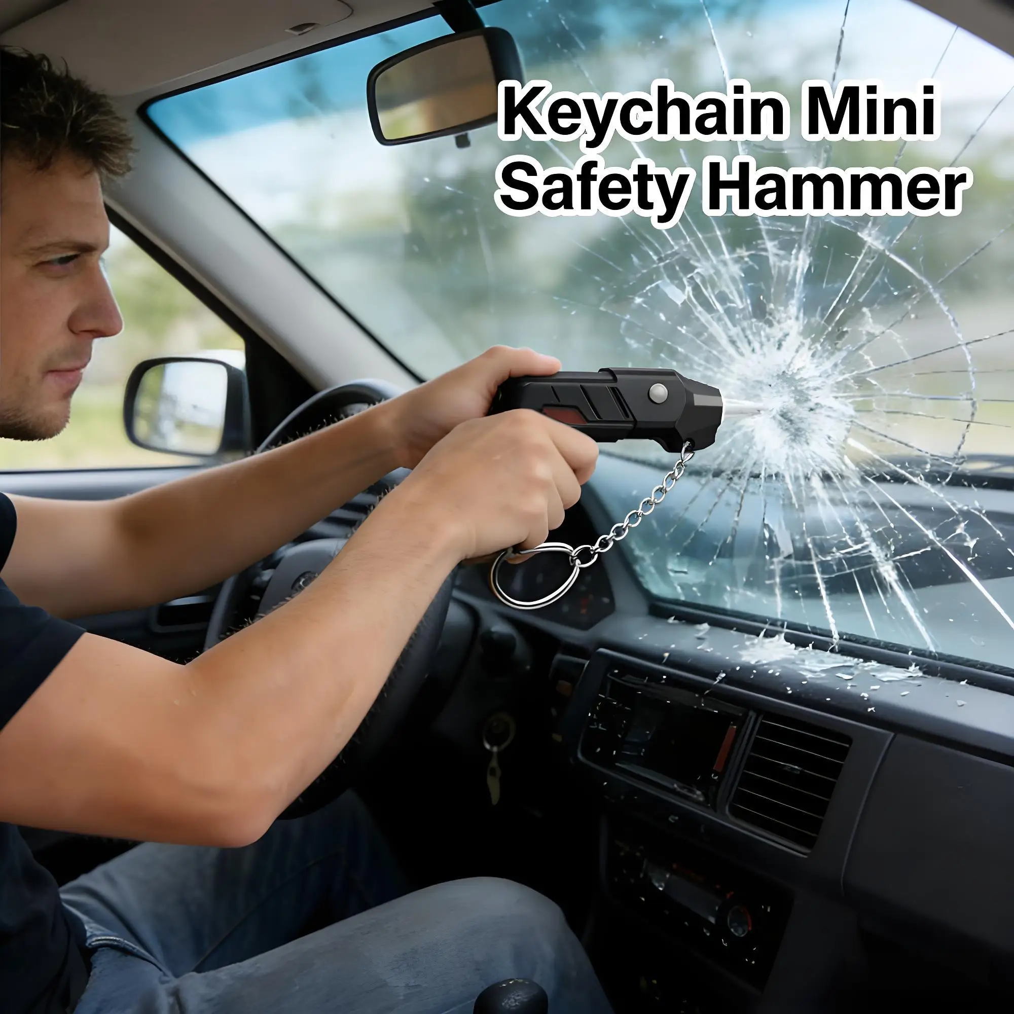 

Компактный автомобильный безопасный молоток 3-в-1, резак для ремней безопасности, аварийно-спасательный инструмент для автомобильных аксессуаров