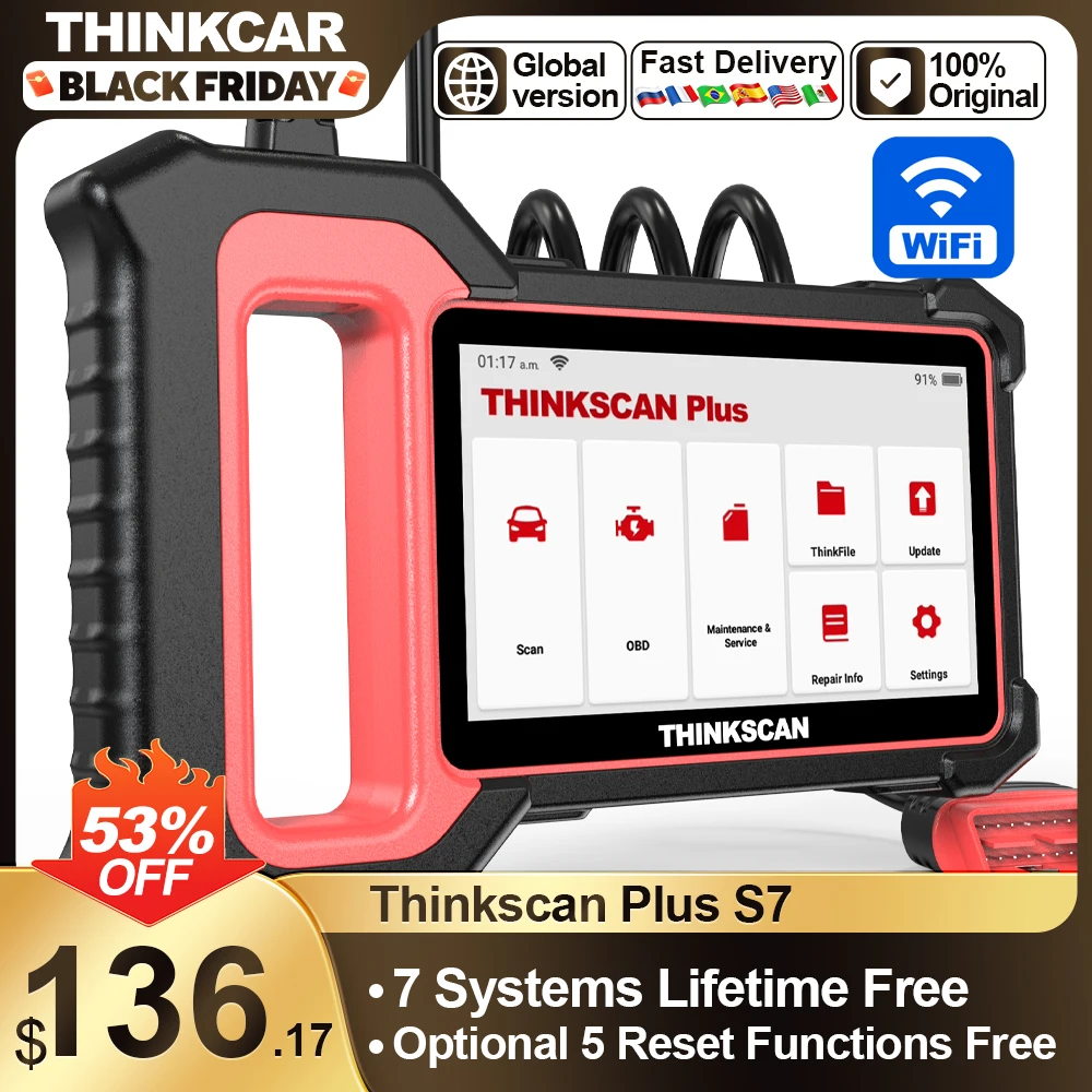 THINKSCAN PLUS S7 THINKCAR OBD2 Scanner Auto ABS,SRS,ECM,TCM,BCM,AC System Car EOBDⅡ Diagnostic Scan Tool Car Code Reader