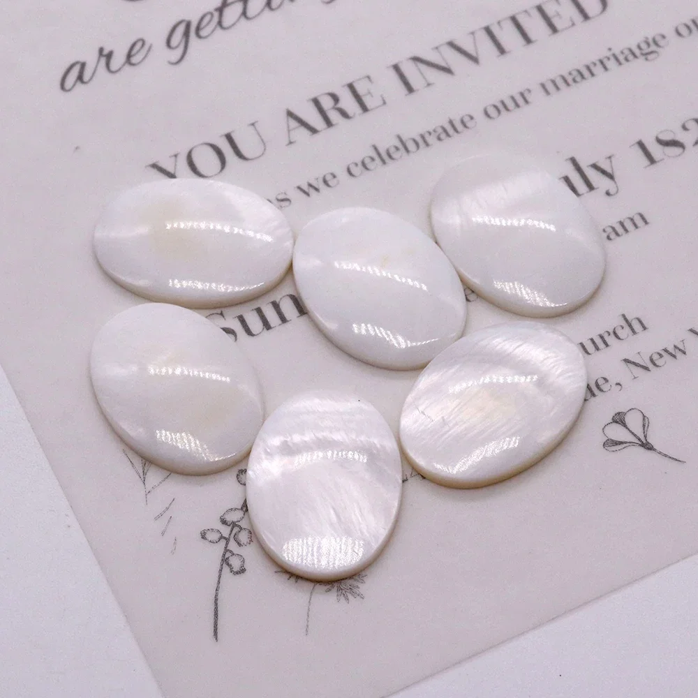 Natural Mother of Pearl Shell Cabochon Beads Oval Egg-shaped No Holes Loose Beads for Jewelry Making DIY Rings Earrings Pendants