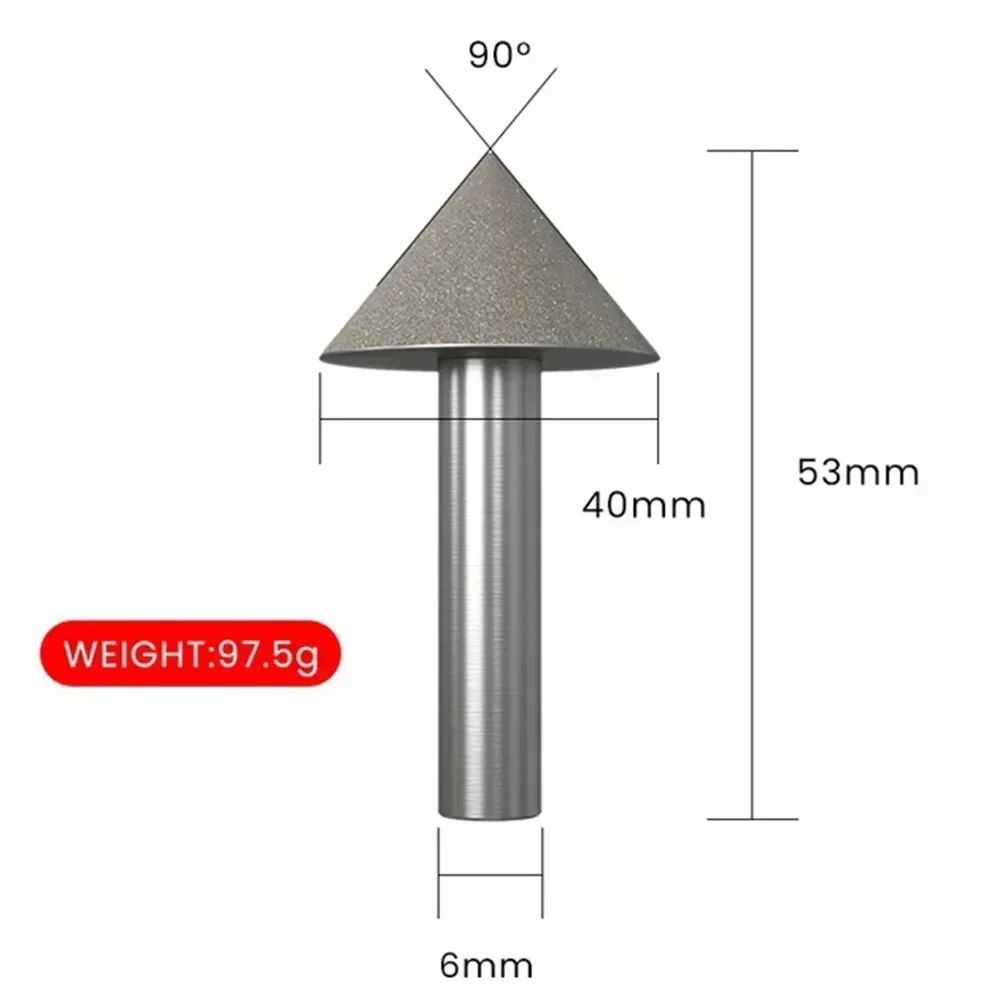 Imagem -05 - Peça 90 Graus Chanfro Cone Processamento 120grit Cabeça de Moagem de Diamante para Corte Usinagem Ferramentas Cônicas Acessórios 1