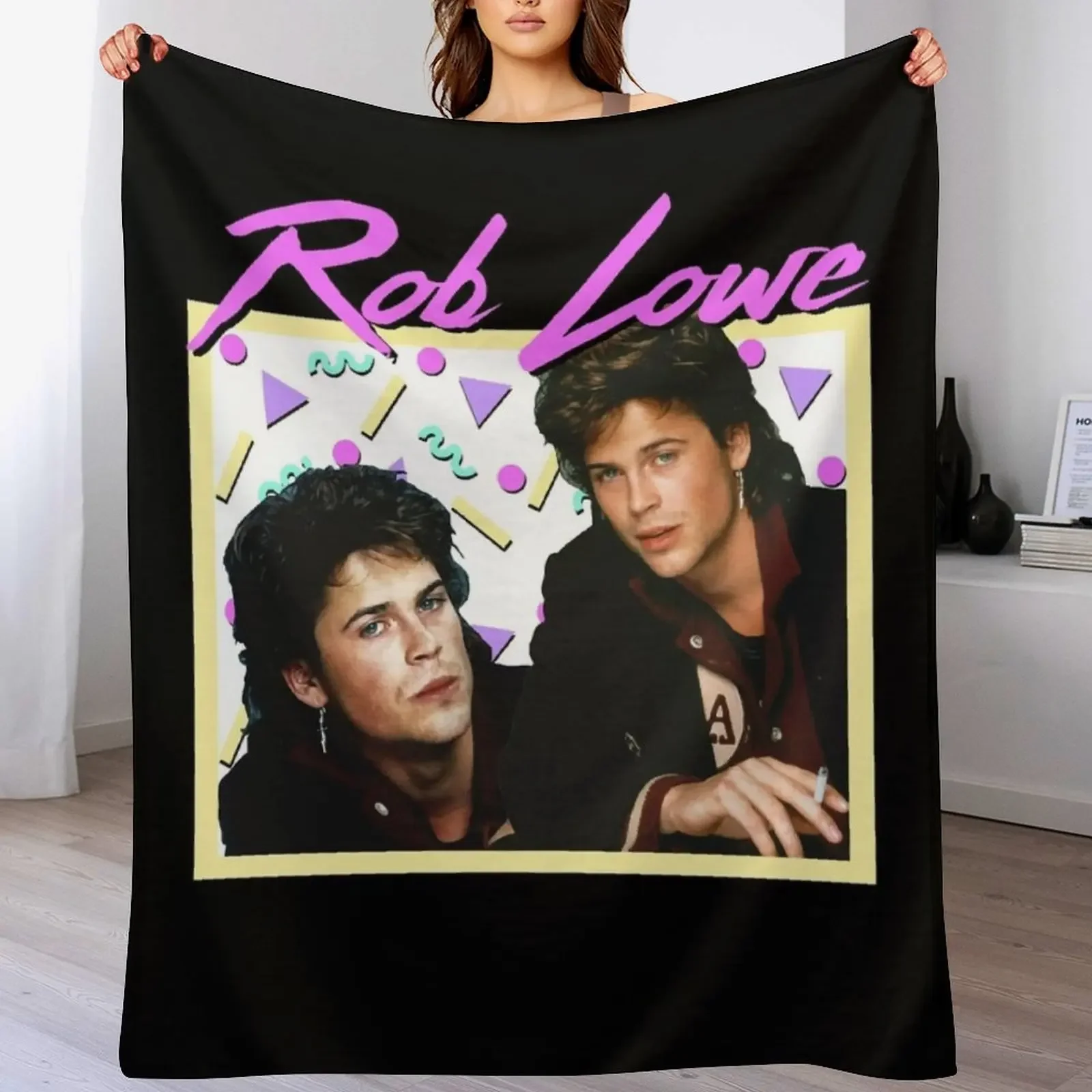 

80s Rob Lowe Throw Blanket Cozy Sofa Blanket for TV Watching Napping