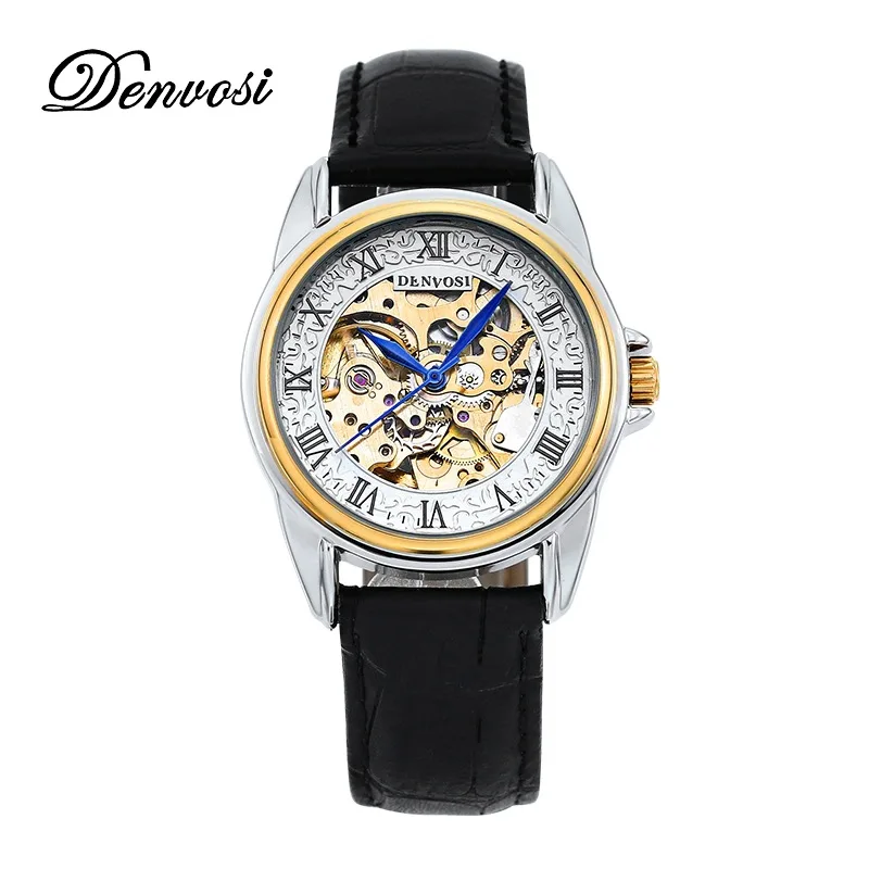 Men\'s high-end hollow mechanical watch leather strap