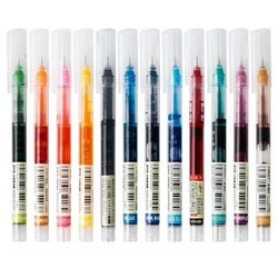 12 Color/set Student School Office Stationery Fine Nib Gel Pen Big Ink Capacity Ballpoint Pen Straight Liquid Rollerball Pen