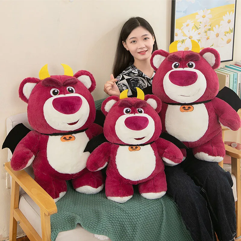 Anime Disney New Little Demon Lotso Stuffed Plush Doll Cartoon Bat Bear Sofa Pillow Girl's Room Decoration Child Halloween Gift