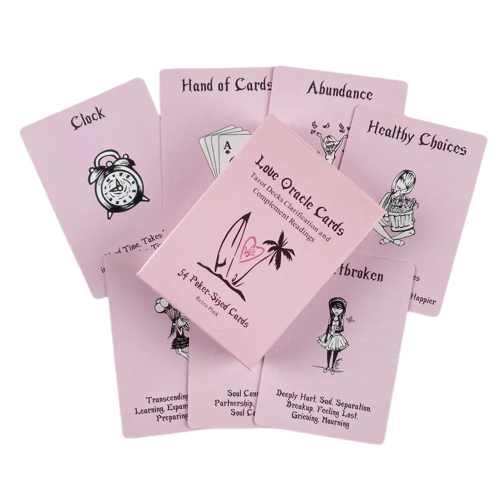 Pink Island Time Love Oracle Cards Tarot Divination Deck English Vision Edition Board Playing Game for Party Board Game