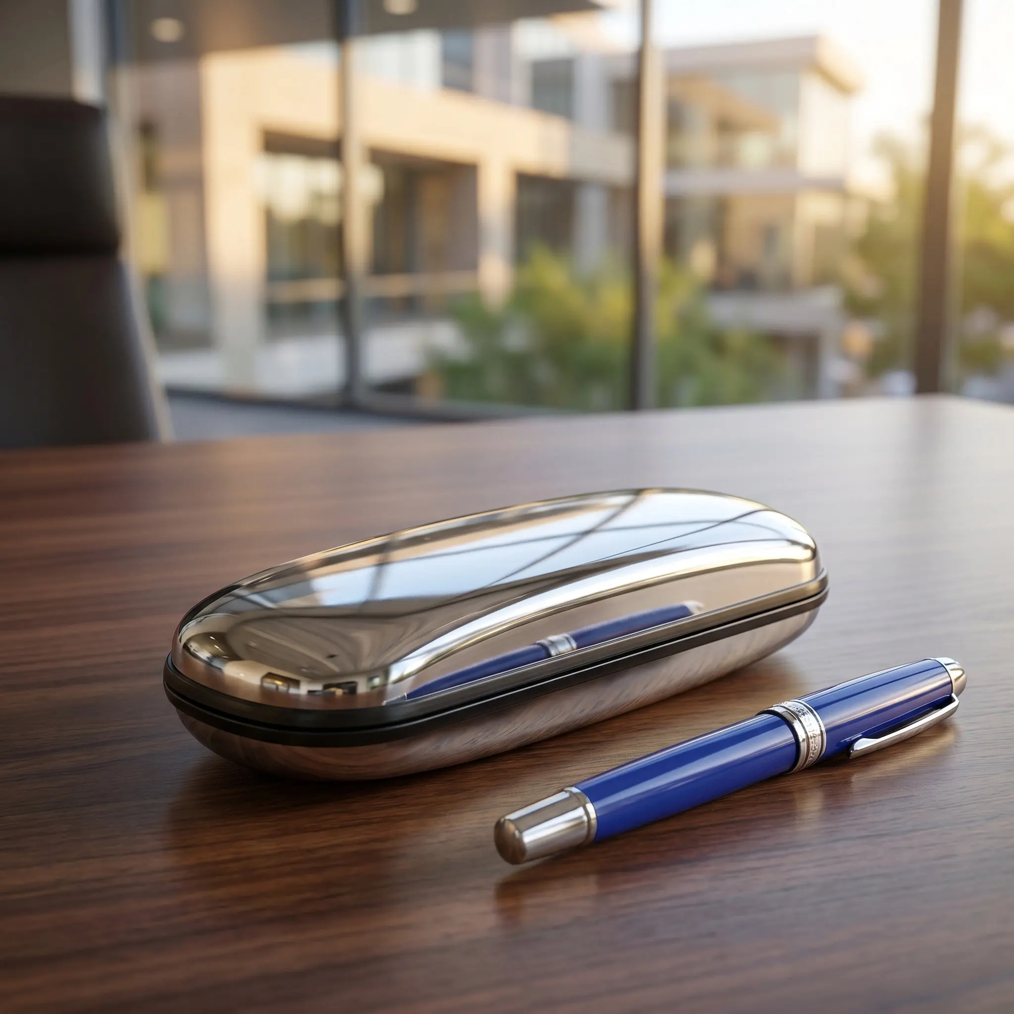 Premium Hard Shell Eyeglasses Case Metal Construction - Protective Impact Resistant Glasses Container for Men Women Travel