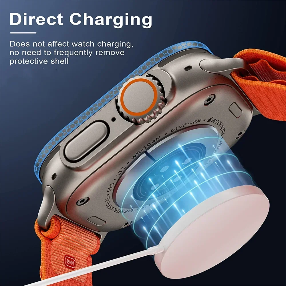 3D Screen Protector for Apple Watch Ultra 2 49mm Accessories Metal Aluminum Alloy Frame Full Cover HD Tempered Glass iWatch Film