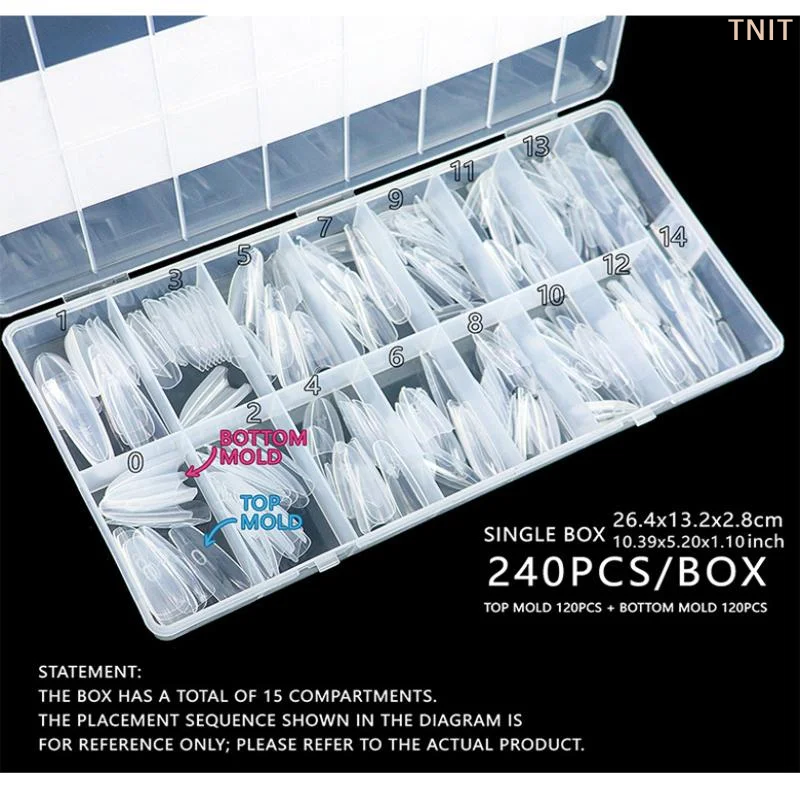 

[J] 240pcs Sandwich Nail Forms 15 Size Oval Extension Dual Form No Paper Forms Needed For Easy Nail Extensions