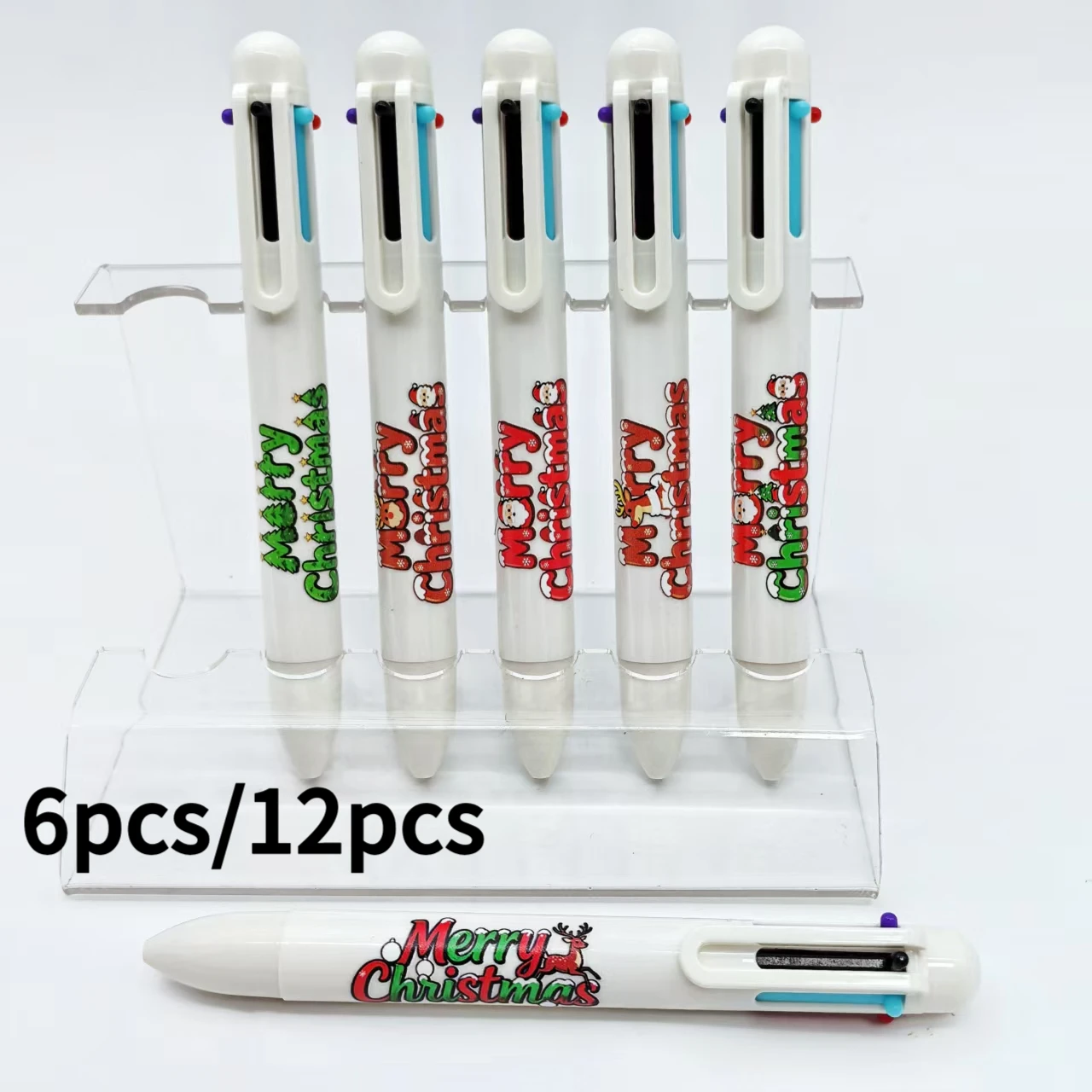 6 stücke/12 stücke Frohe Weihnachten multi-farbe Kugelschreiber Sechs-in-one Weihnachten stift Student schreiben kugelschreiber Urlaub schreibwaren
