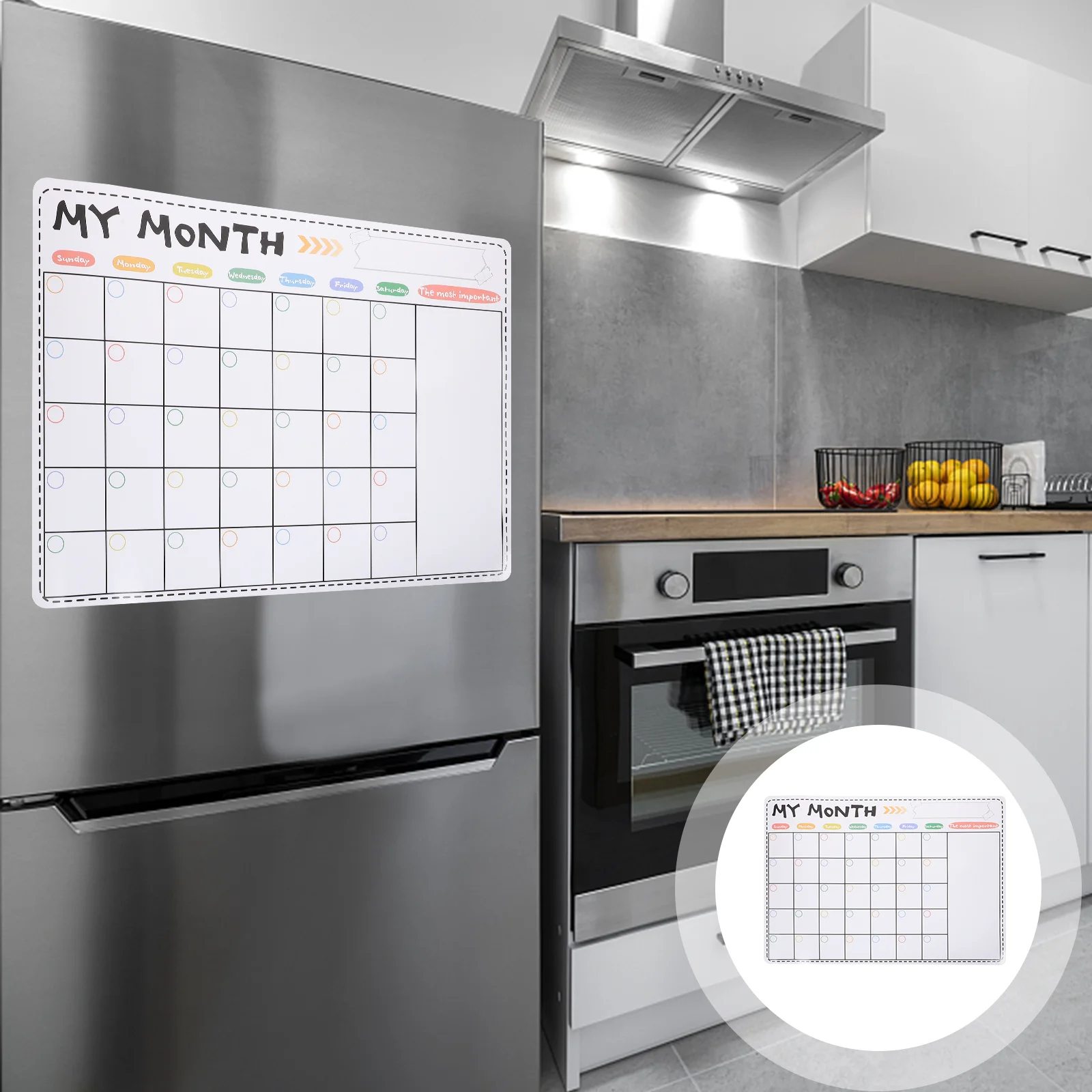 Magnetic Message Board For Fridge Smooth Surface Dry Erase Calendar Whiteboard Monthly Schedule Note Household Organizer