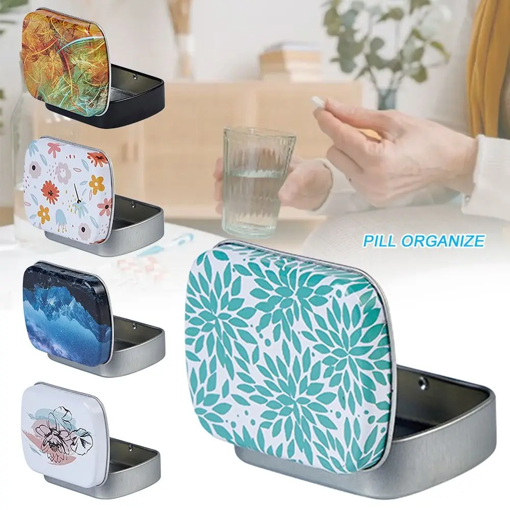 Portable Mini Tin Box with Lid Metal Tinplate Box Multiple Styles Rectangular Container Travel