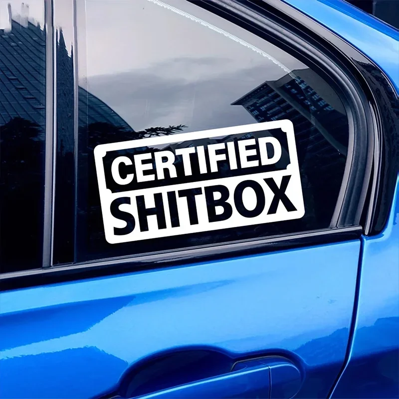 2PC 15x7.5cm Certified Shitbox Vinyl Car Sticker Funny Humorous Decal for Old Beater Cars Auto Enthusiasts Vehicle Styling Decor