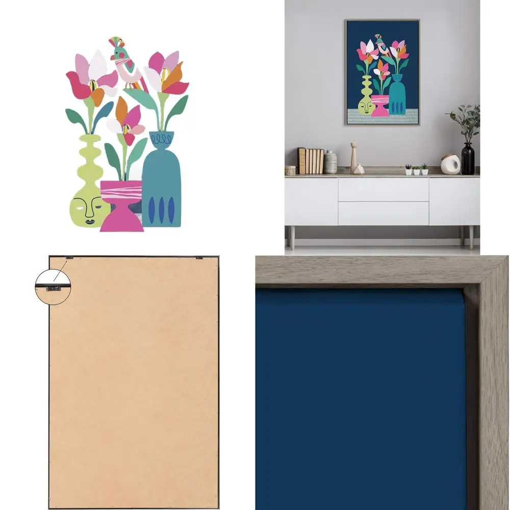 

Rachel Lee's Mid-Century Modern Magnolias, 23x33 Gray Canvas Art, Vibrant Tropical Wall Decor