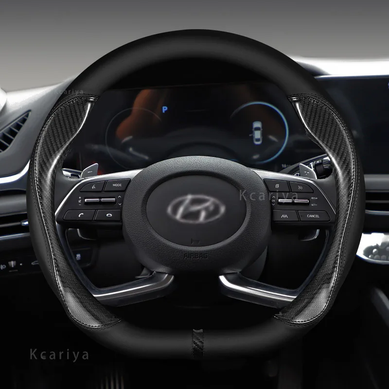 For Hyundai ioniq 5 2016 2017 2018 2019 2020 2021 2022 Car Steering Wheel Cover D Shape PU Leather Auto Accessories interior