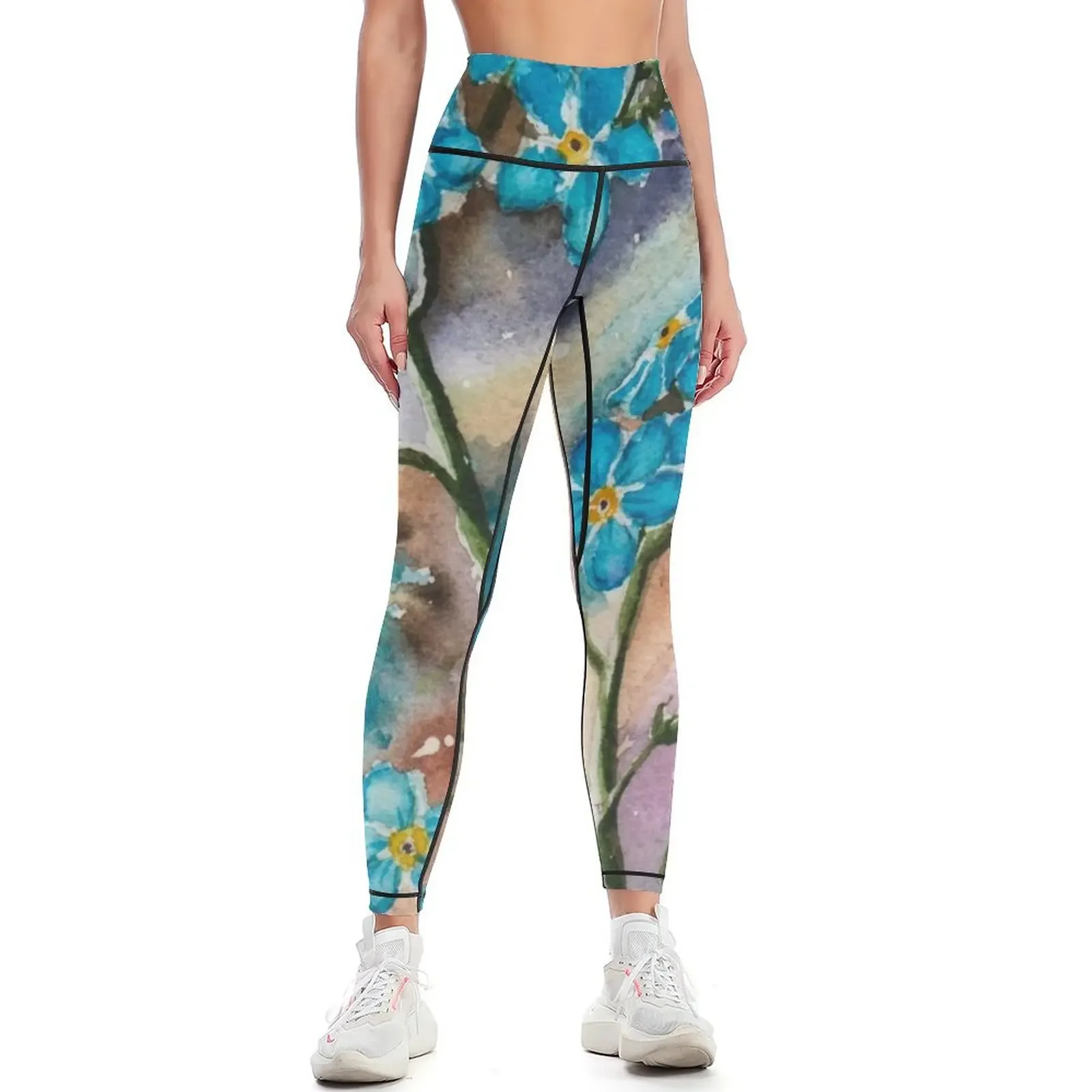

Forget-Me-Not Flowers Watercolour Painting Leggings sport set fitness set gym sportswear gym Womens Leggings
