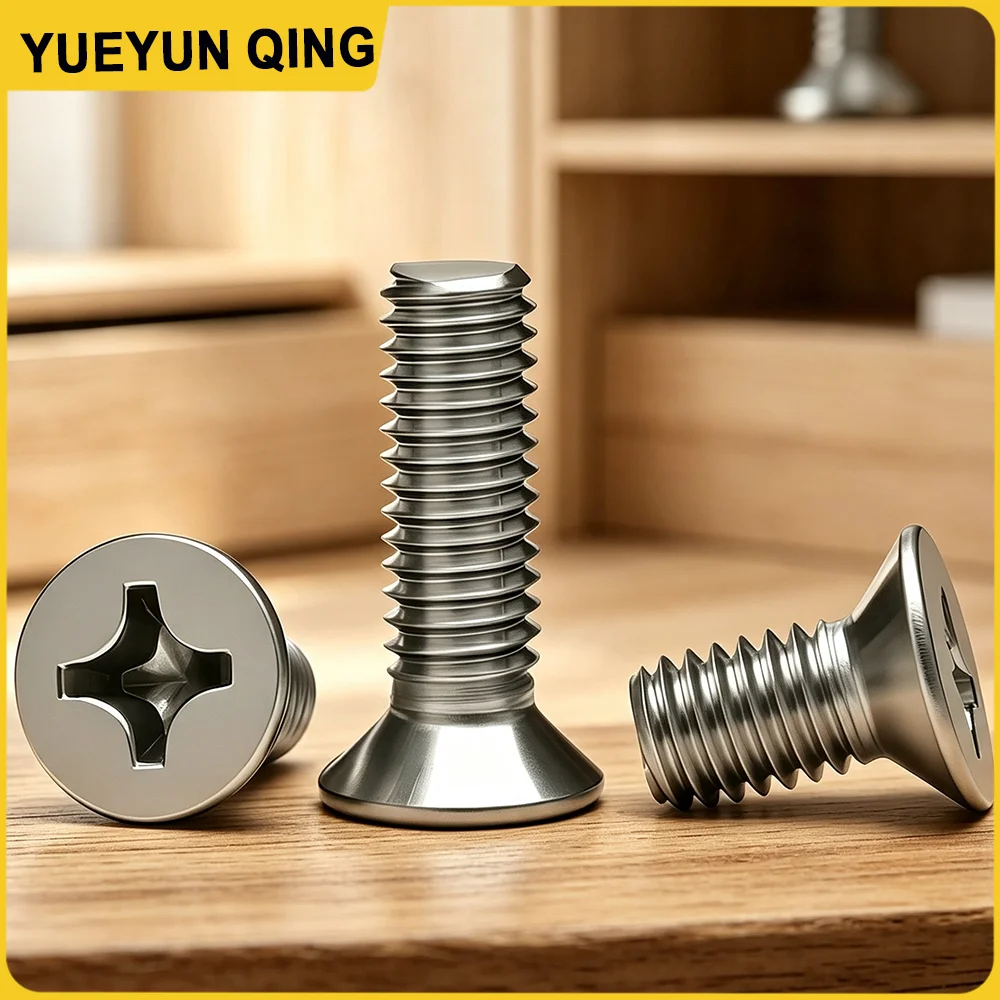 10/20/50/100Pcs M2 M2.5 M3 M3.5 M4 M5 M6 M8 304 Stainless Steel Cross Phillips Countersunk Head Screw for Wood Working Furniture