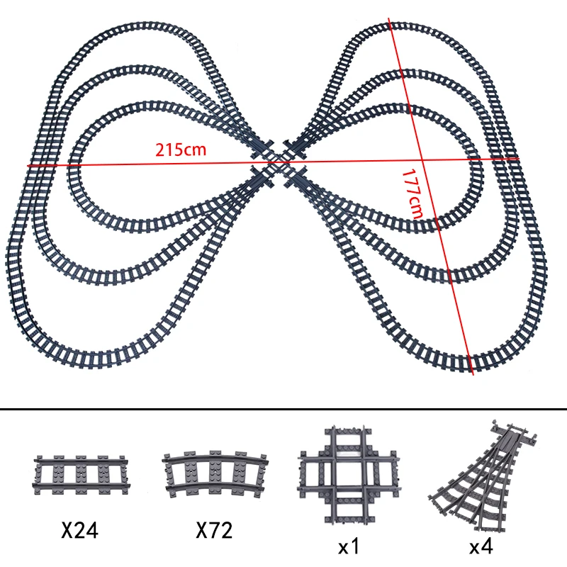 City Trains Left and Right Points Flexible Switch Railway Crossing Tracks Rails Forked Straight Curved Building Block Bricks Toy