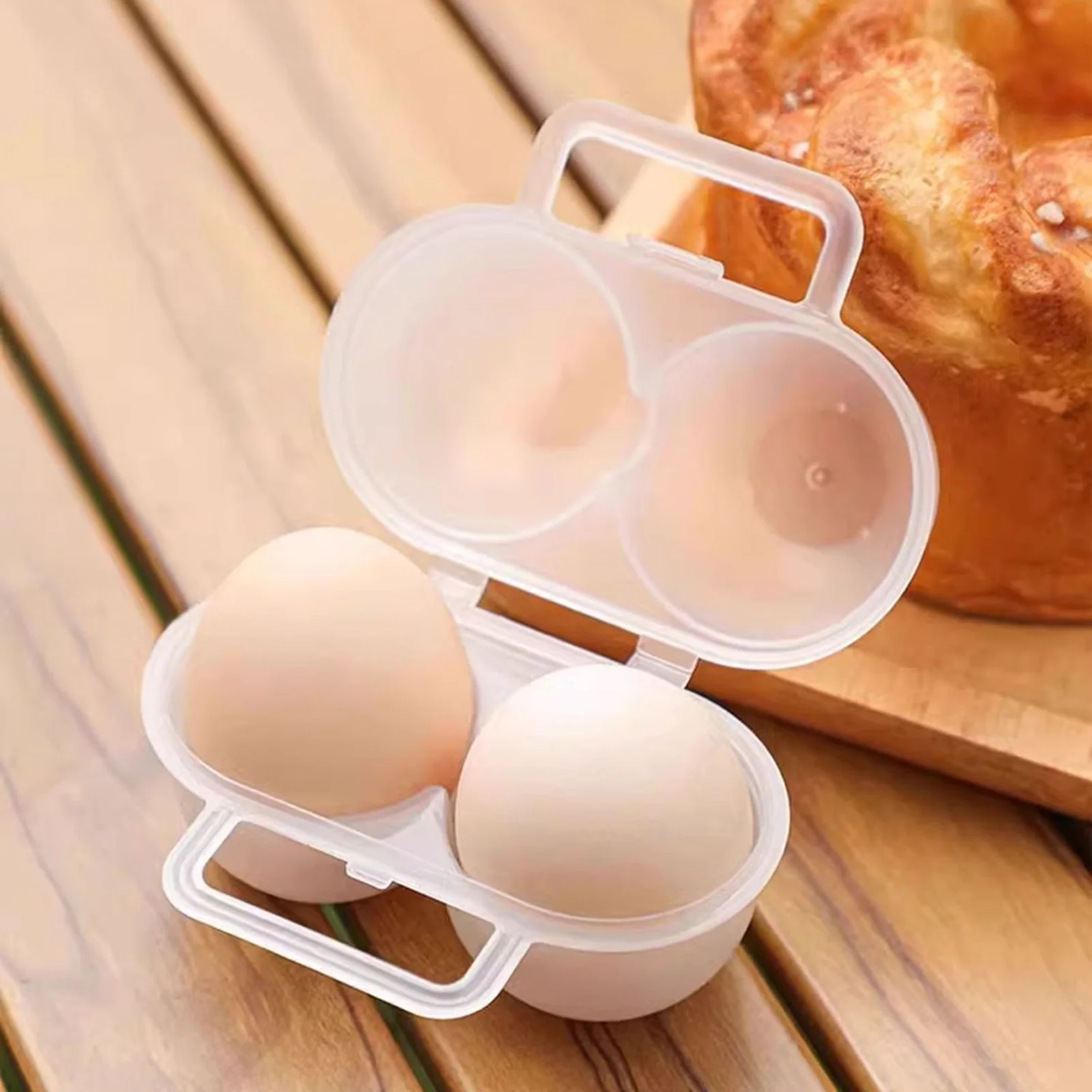 Plastic Portable Egg Storage Box With Handle Clear Shockproof Egg Holder Case For Camping Travel Picnic Breakfast Holder
