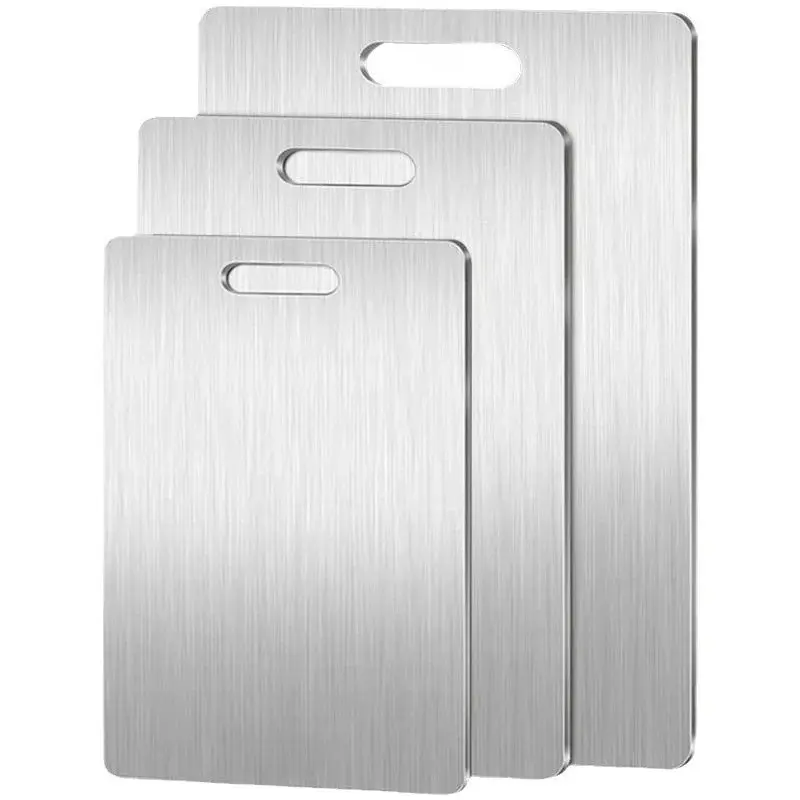 3PCS Stainless Steel Cutting Board - Heavy Duty Double-Sided Chopping Board for Meat, Vegetables, Dough Kneading & Kitchen Prep - 5