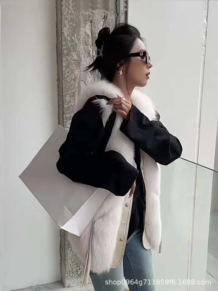 Women Vests Faux Fur Fox Coats Sleeveless Short Coat Thick Warm Y2k Streetwear Elegant Jackets Casual Outerwear Autumn Winter