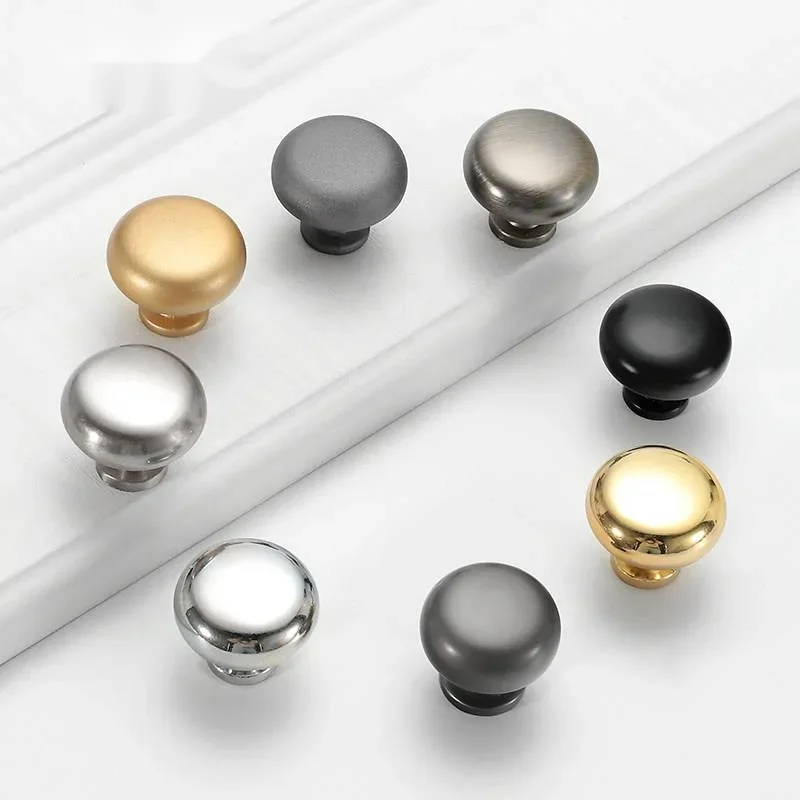 

European-style Compact personality single hole solid smooth ball handle black wardrobe small monochrome handle
