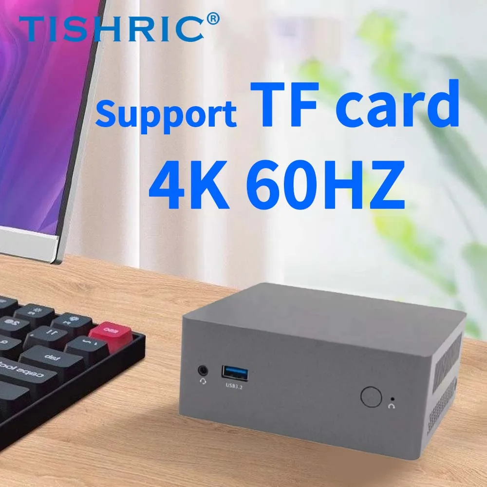 TISHRIC N100 مضيف صغير 16 جيجابايت + 512 جيجابايت كمبيوتر مكتبي صغير الجيل الثاني عشر مضيف صغير ثنائي النطاق واي فاي يدعم 4K شاشة مزدوجة DDR4