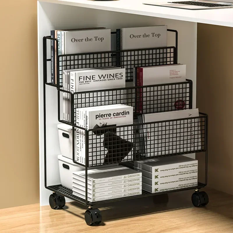 

Minimalist Mobile Floor To Floor With Wheels Book Organizer Office Children's Room Desk Bookshelf
