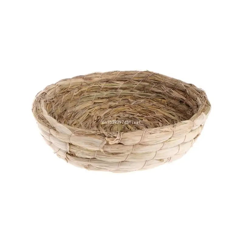 Natural Straw Woven Cage for Pigeon Bunny Handmade for Hay Warm Bed for Play Toy for Guinea Pigs Chinchilla Hamsters