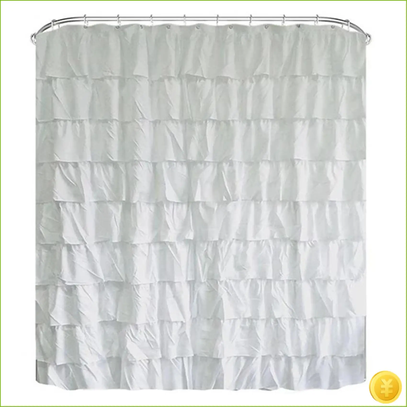 Waterproof Corrugated Edge Shower Curtain Ruffle Bathroom Curtain Decoration
