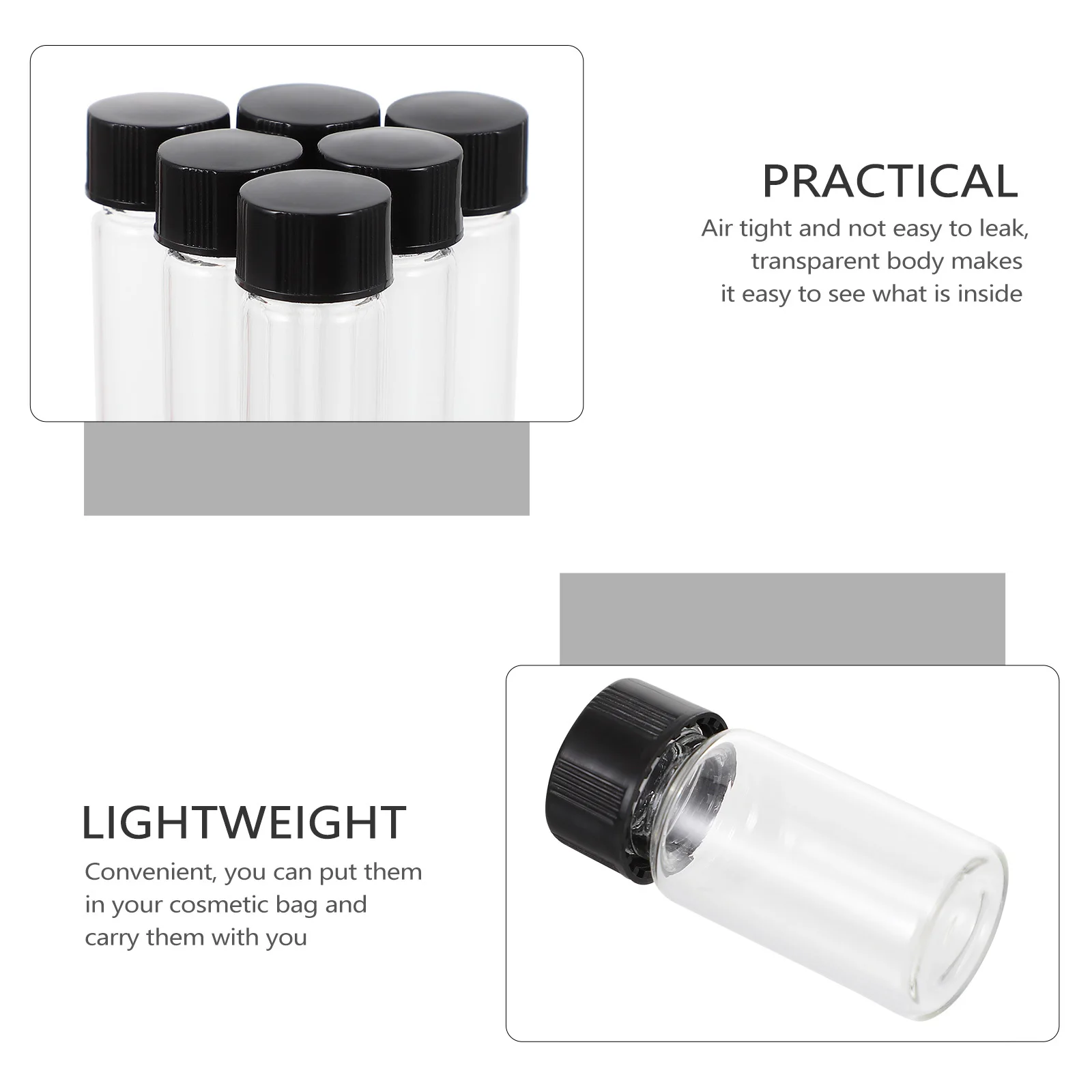 25Pcs Clear Glass Bottles 5Ml Reusable Vials for Lotions Makeup Water Portable Organizer Airtight Sealing Lid Experiment Bottle