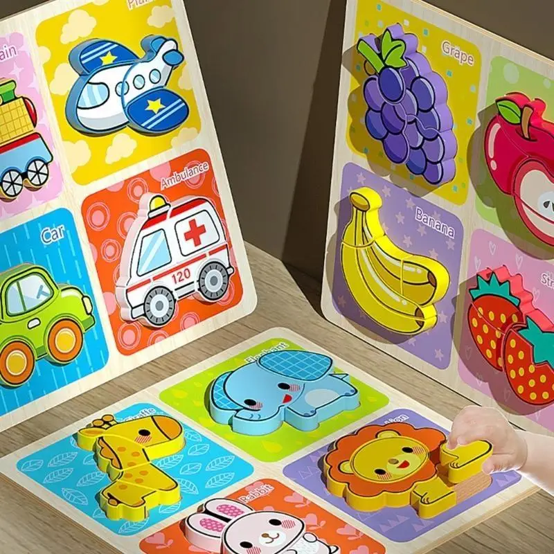 

F62D Cartoon Puzzle Game Cognition Block Toy for Kids Hand-eye Coordination