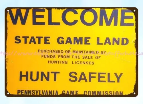 home decor 1983 PA Game Commission State Game Lands Hunting metal tin sign