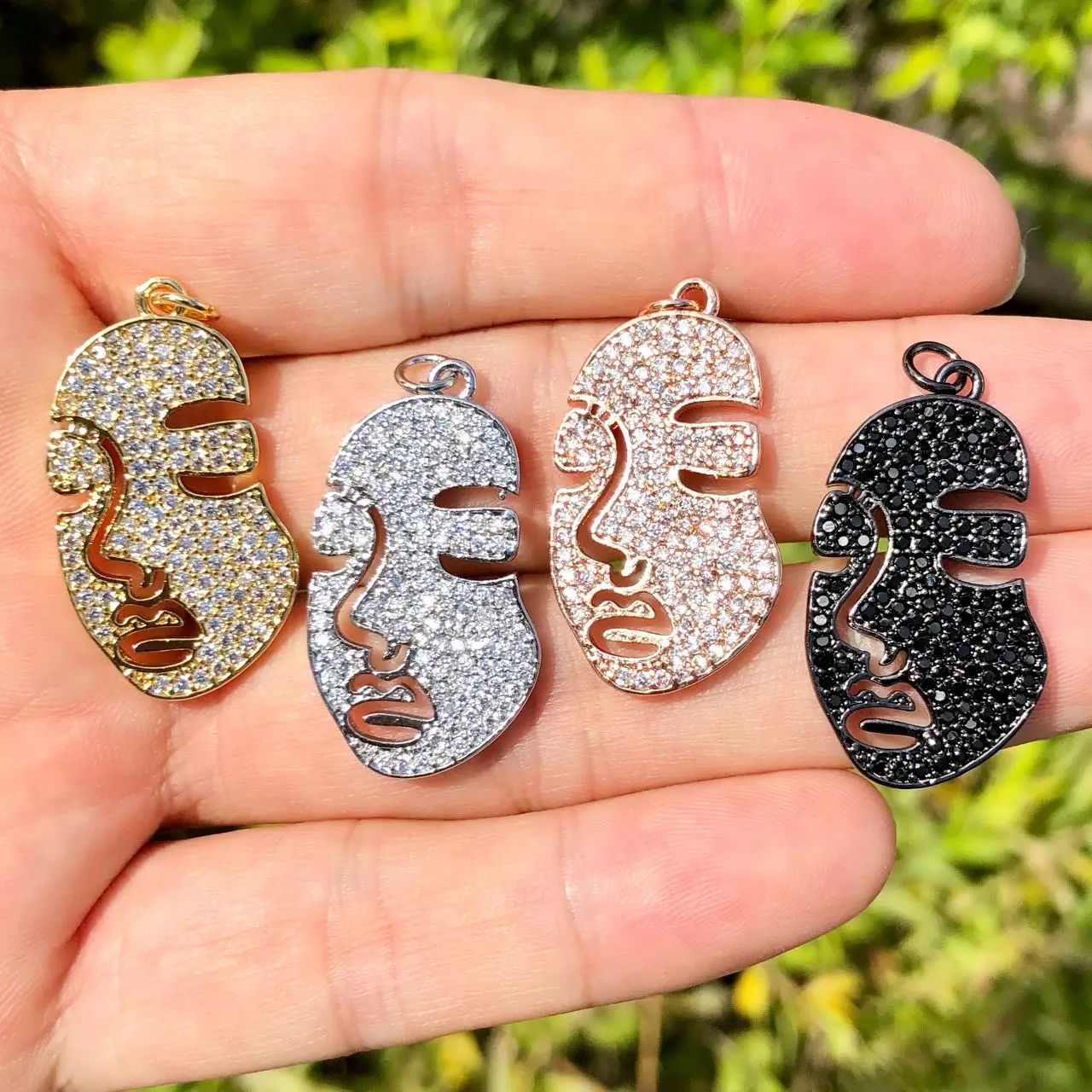 5Pcs Zirconia Pave African Black Queen Copper Charms for Women Jewelry Making Bracelets DIY Accessories