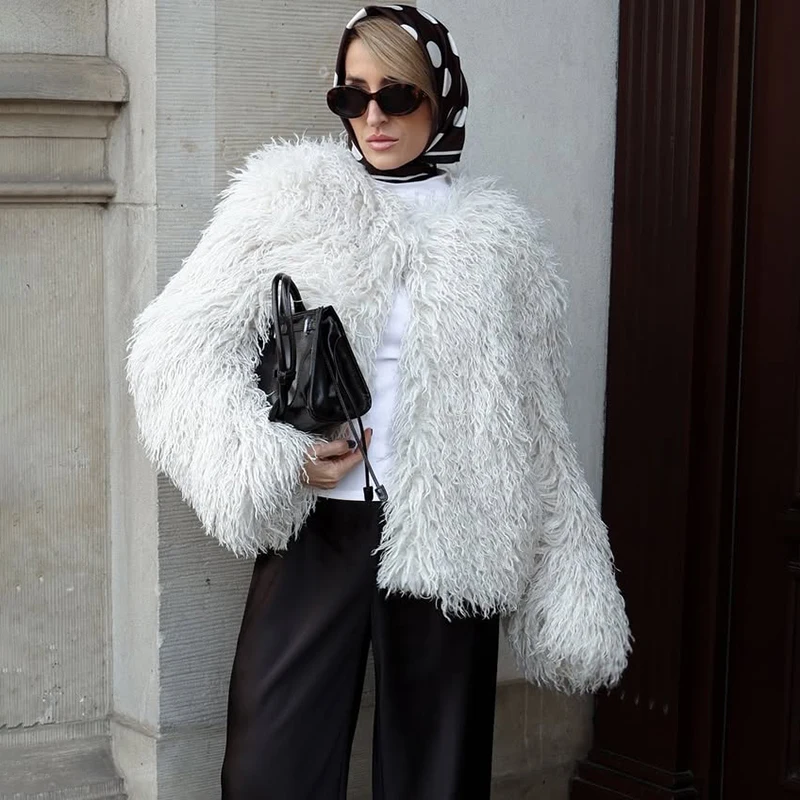 

Tornova 2025, новая модная роскошная укороченная шуба из искусственного меха, женская популярная пушистая короткая куртка из искусственного меха, уличная однотонная теплая верхняя одежда