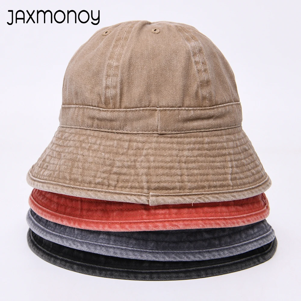 Jaxmonoy Unisex Cotton Bucket Hat Women Summer Sunscreen Panama Hat Ladies Fashion Sunhat Spring Outdoor Fisherman Hat Beach Cap