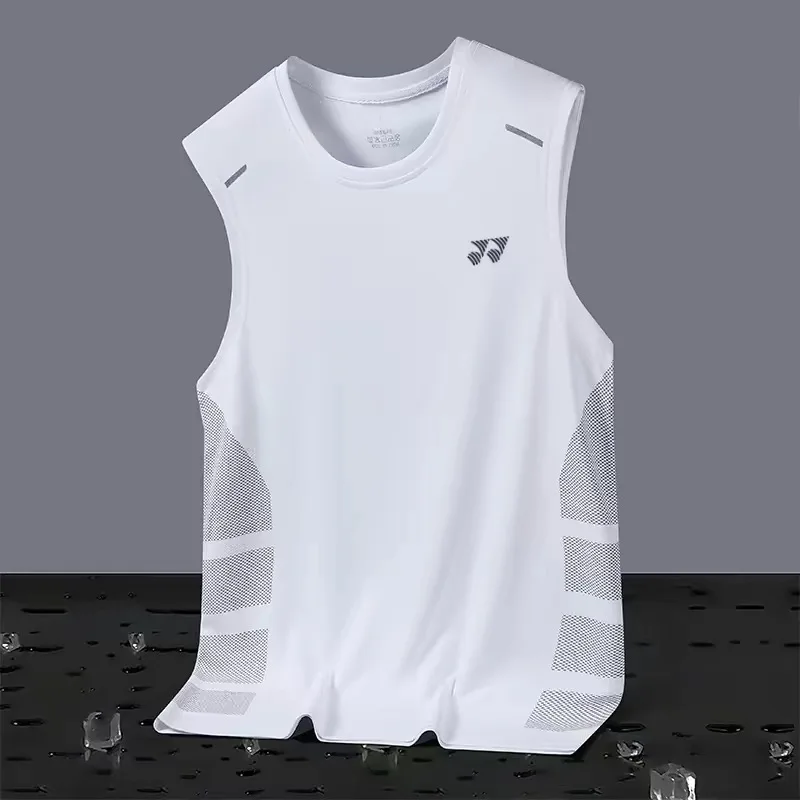 Loose Ice Silk Sports Vest Sleeveless T-Shirt Quick Dry Basketball Badminton Upper Apparel Breathable Men's Casual Wear