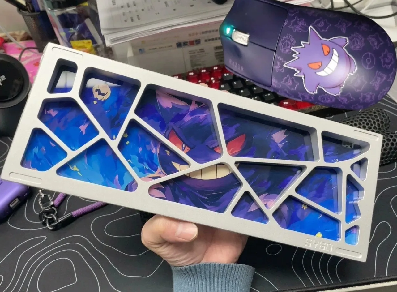 Akrylowa, personalizowana, pusta obudowa klawiatury UV z uniwersalną podświetlaną płytą do klawiatur GH60 Ace60 Holy60 Made68, dla graczy PC, chłopców, DIY, prezenty dla klawiatur. — zdjęcie produktu 5