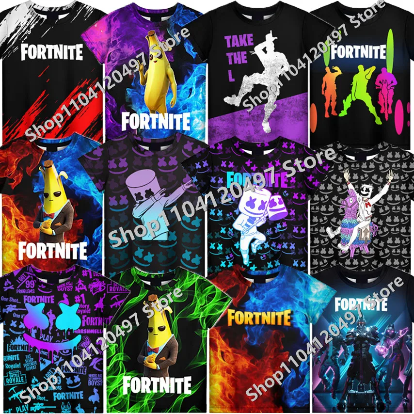 

4 To 19 Years Children's Clothing Kids T Shirts Fashion Game Fortnite 3D Boys Girls Cartoon Tops Teen Clothes