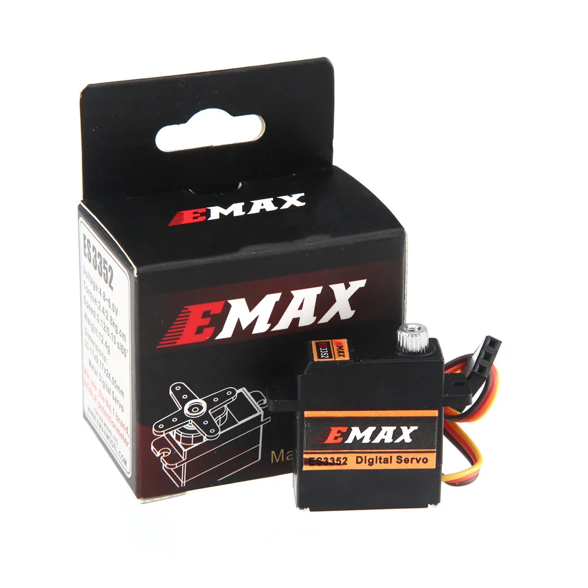 

EMAX ES3352 12,4 г Мини-цифровой сервопривод с металлической шестерней для радиоуправляемого вертолета
