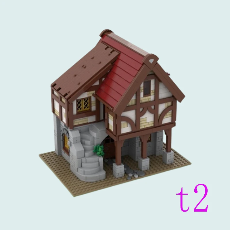 

Spot small particle assembly building blocks MOC-155425 1325pcs medieval creative building village house educational toy buildin